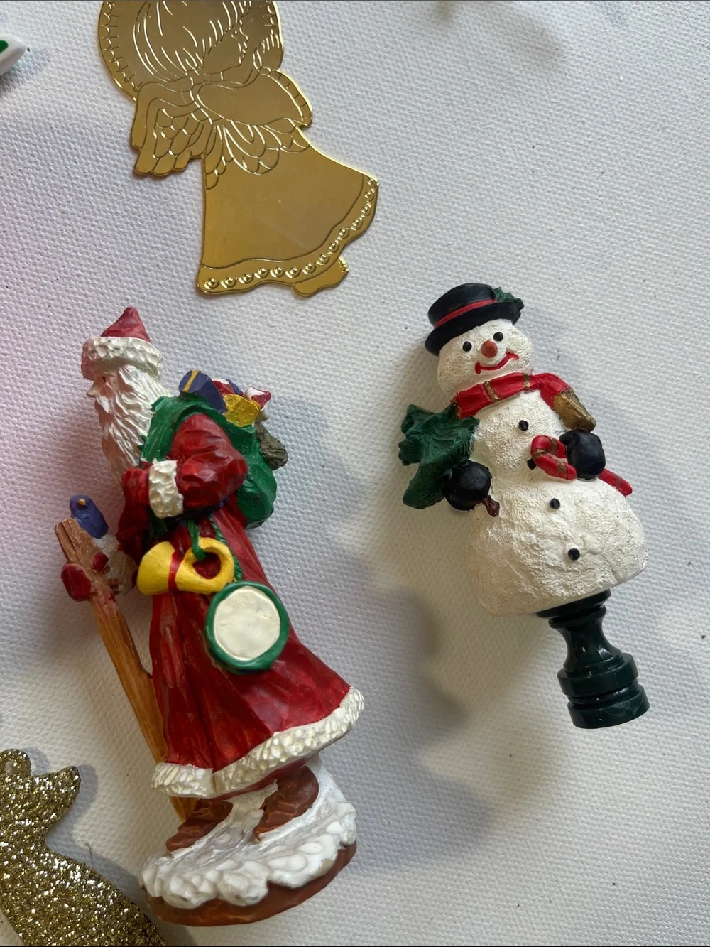 Vintage Christmas Decorations. Santa, Reindeer, candle, coasters stars